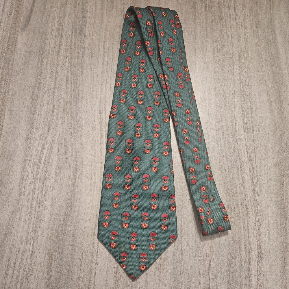 NWT Vintage Polo Ralph Lauren Christmas Necktie Green 100% Silk Made In USA 54x4 - Picture 3 of 4